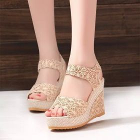 Flat bottom high heel sandals (Option: Golden-40)