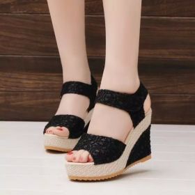 Flat bottom high heel sandals (Option: Black-38)